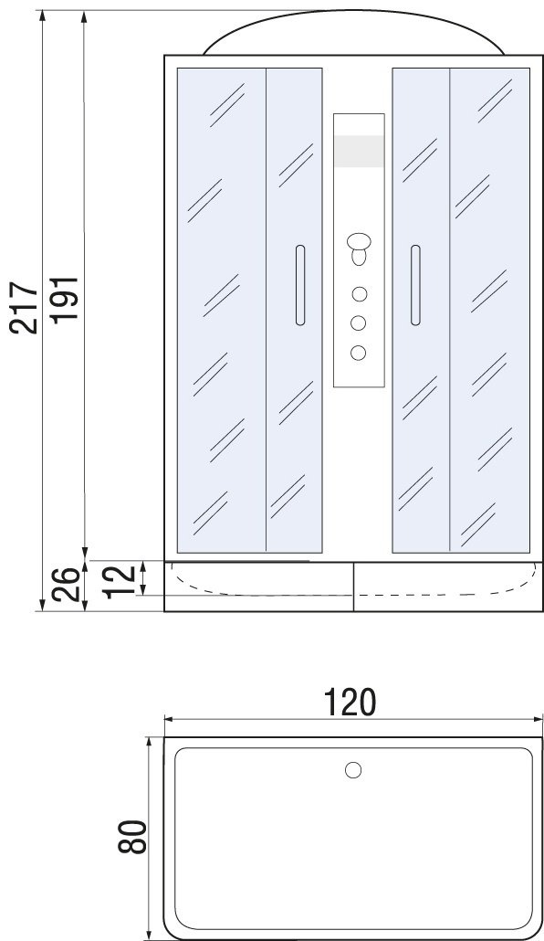 Душевая кабина KABINKA.KZ SENA 120/80/24 MT (217 см х 80 см), низкий поддон купить,NaN