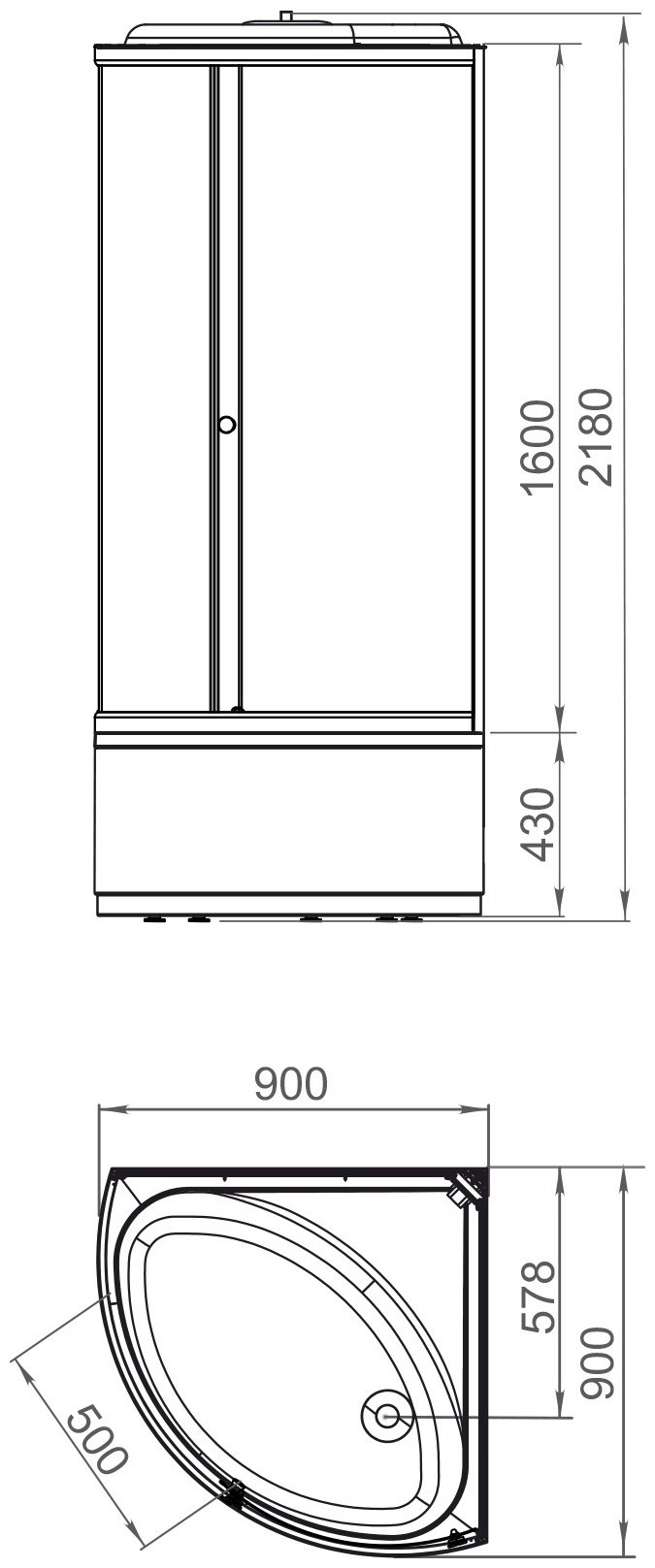 Душевая кабина Domani-Spa Simple high DS01Sm99HBT00 (218х90 см), высокий поддон купить,NaN