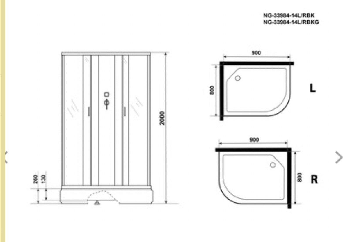 Душевая кабина KABINKA.KZ NG-33984-14LBK (215 см х 90 см), средний поддон