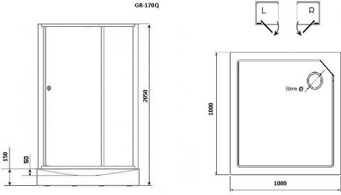 Душевая кабина Grossman GR170QL (205 см х 100 см), низкий поддон купить,NaN