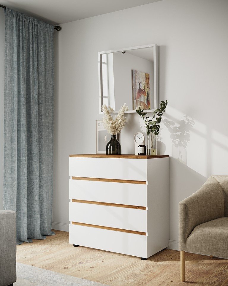 Комод DOMA Лотос, 80x42x85.5 см, белый, коричневый купить,NaN