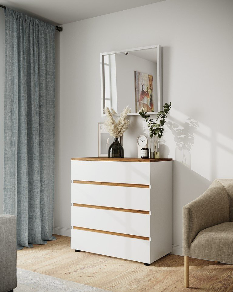 Комод DOMA Лотос, 80x42x85.5 см, белый, коричневый купить,NaN