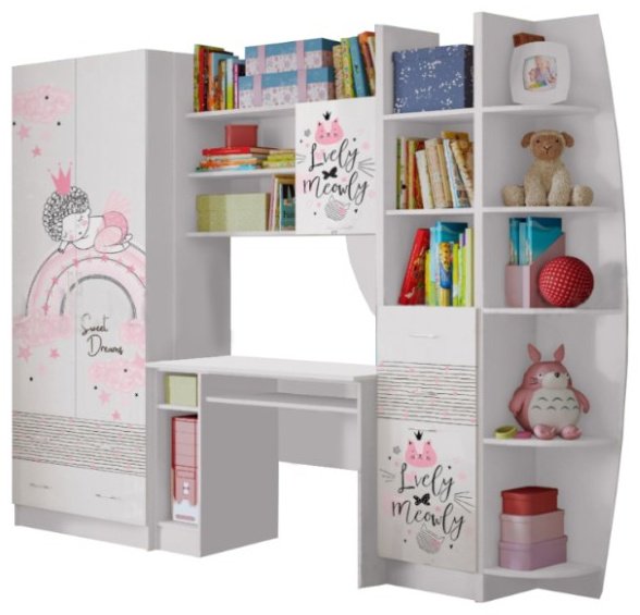 Стенка DOMA JUNIOR MALVINA 1851651 белый, розовый купить,NaN