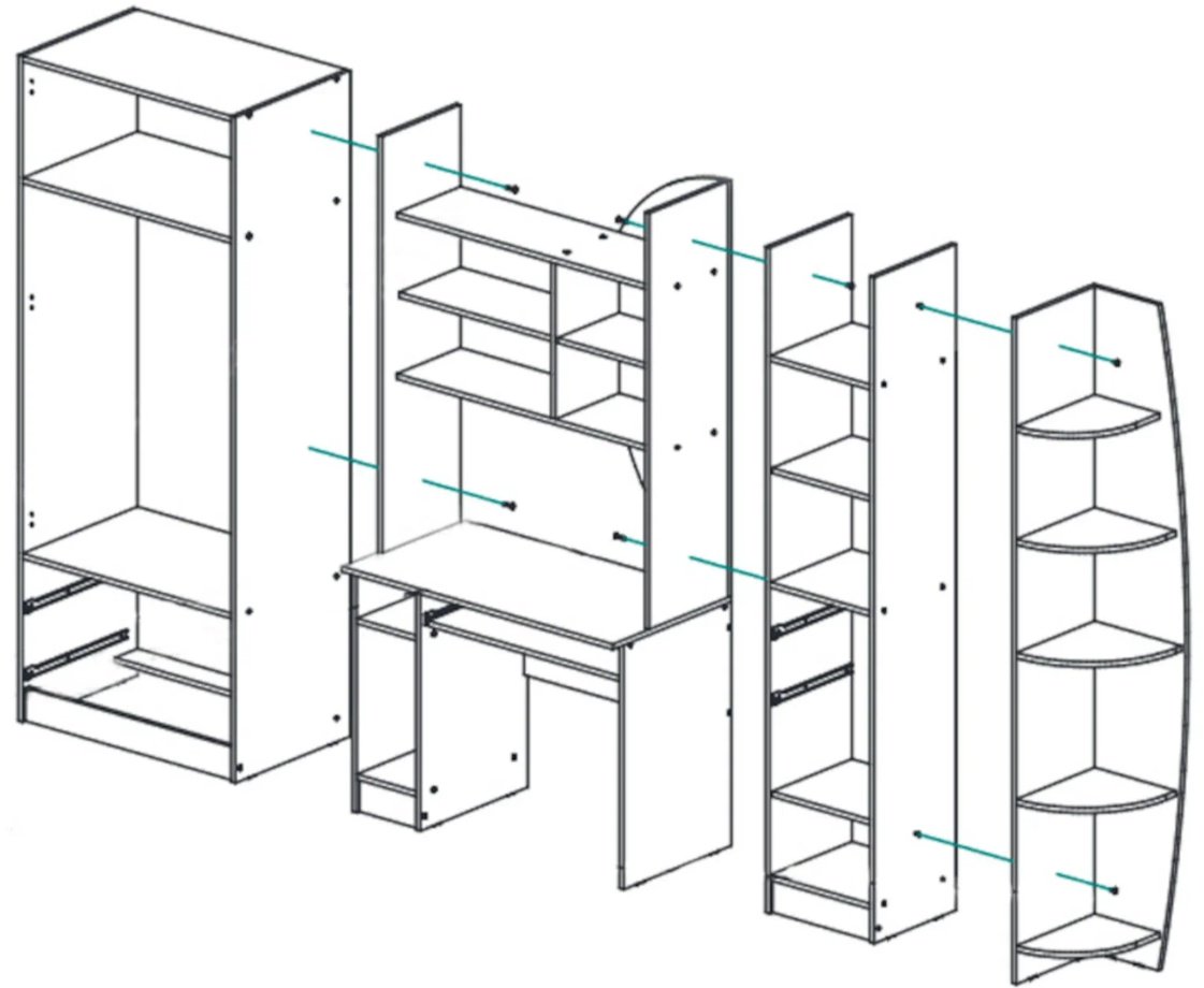 Стенка DOMA Стенка для детской UN-loft-255 белый, серый купить,NaN
