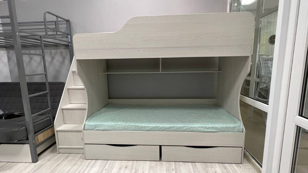 Двухъярусная кровать DOMA 547658848, 80x180 см, светло серый, белый купить,NaN