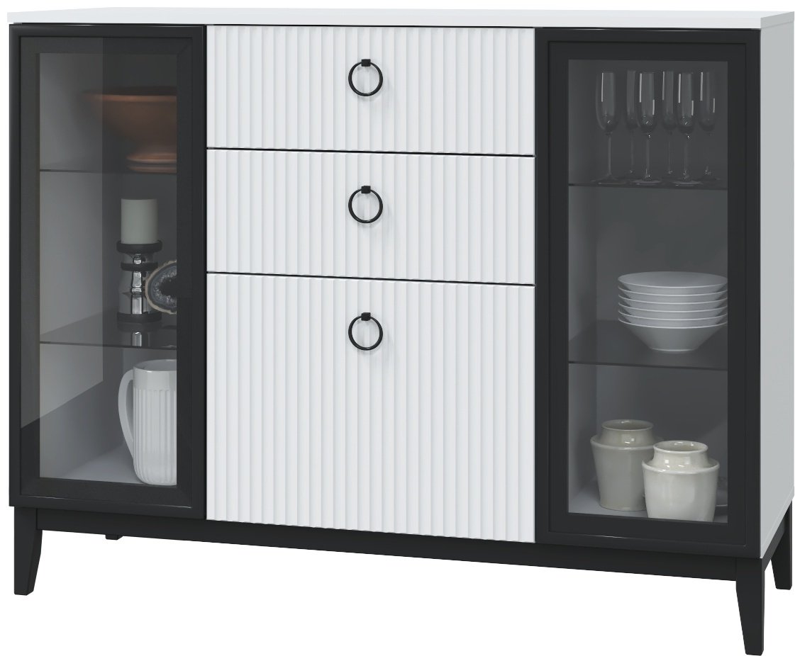 Комод DOMA S-125, 125x45x97 см, черный, белый купить,NaN