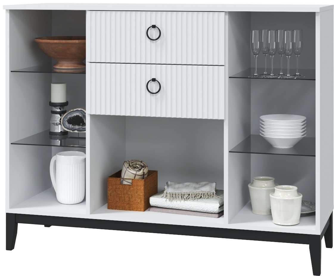 Комод DOMA S-125, 125x45x97 см, черный, белый купить,NaN