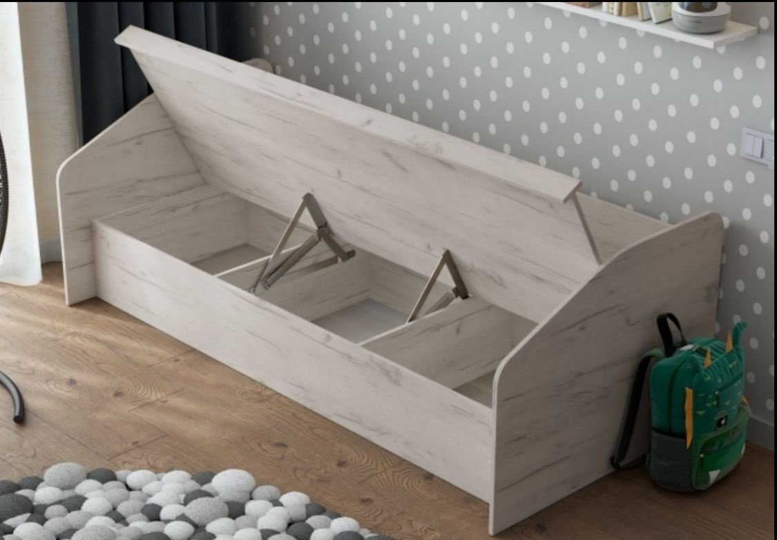 Детская кровать DOMA Кровать RAINBO-90x200&#43;МАТРАС&#43;ПОДЪЕМНЫЙ МЕХАНИЗМ, светло серый