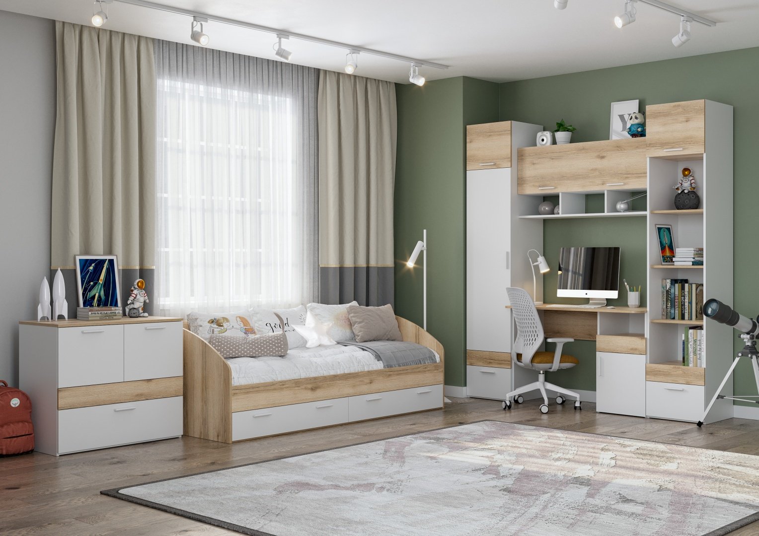 Детская кровать DOMA ПАРУС 84515133, белый, светло-коричневый