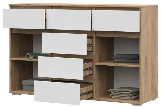 Комод DOMA HEL-150, 150x46x95 см, белый, светло-коричневый купить,NaN