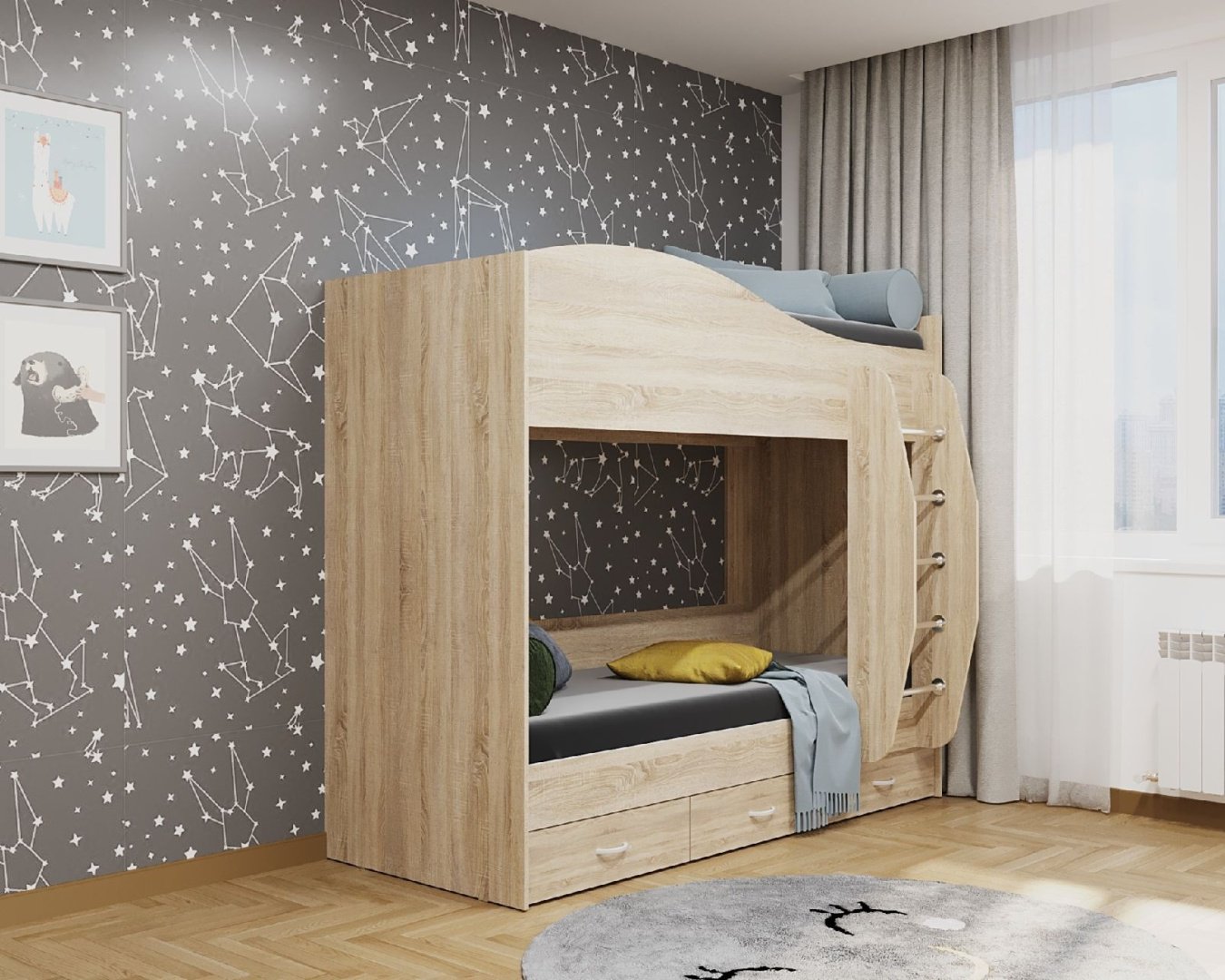 Кровать-чердак DOMA 1242445, бежевый