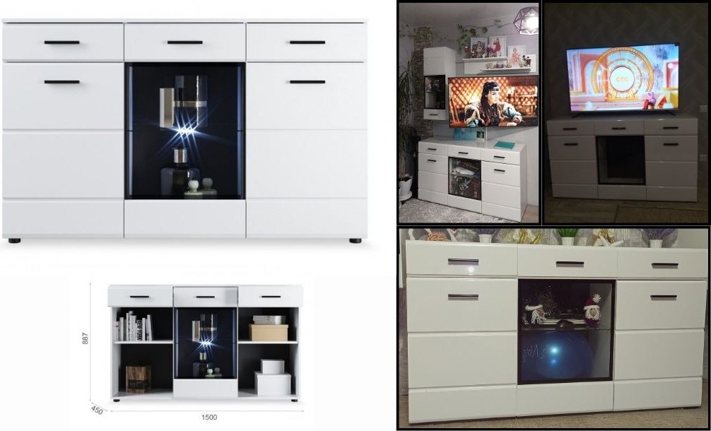 Комод DOMA 242208809, 150x45x86.3 см, белый купить,NaN