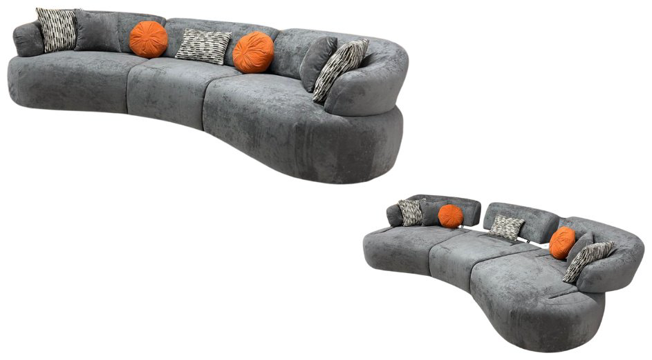 Диван модульный DOMA Диван LOFT-KAM-340, 340х85 см, обивка велюр, серый купить,NaN