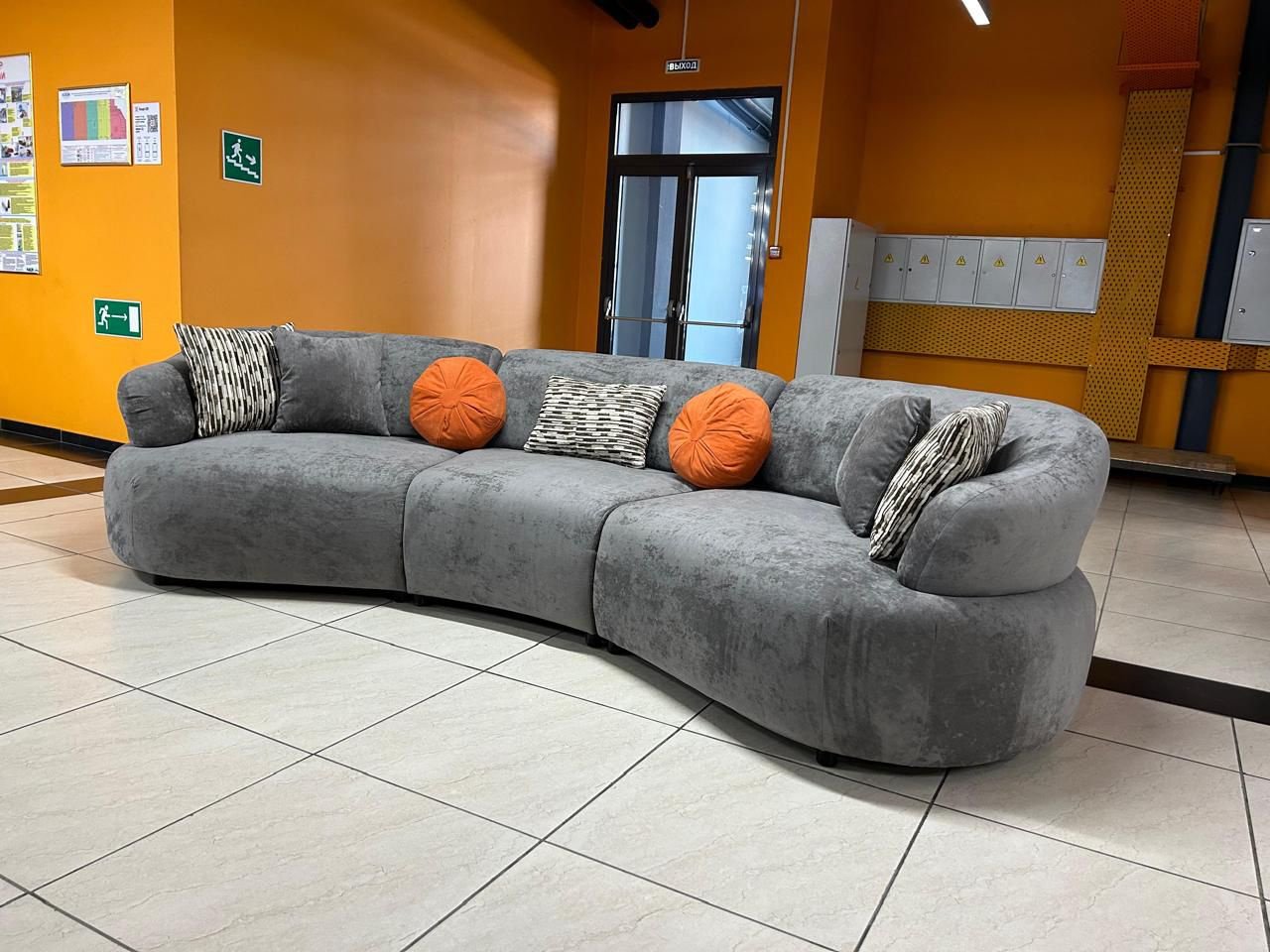 Диван модульный DOMA Диван LOFT-KAM-340, 340х85 см, обивка велюр, серый купить,NaN