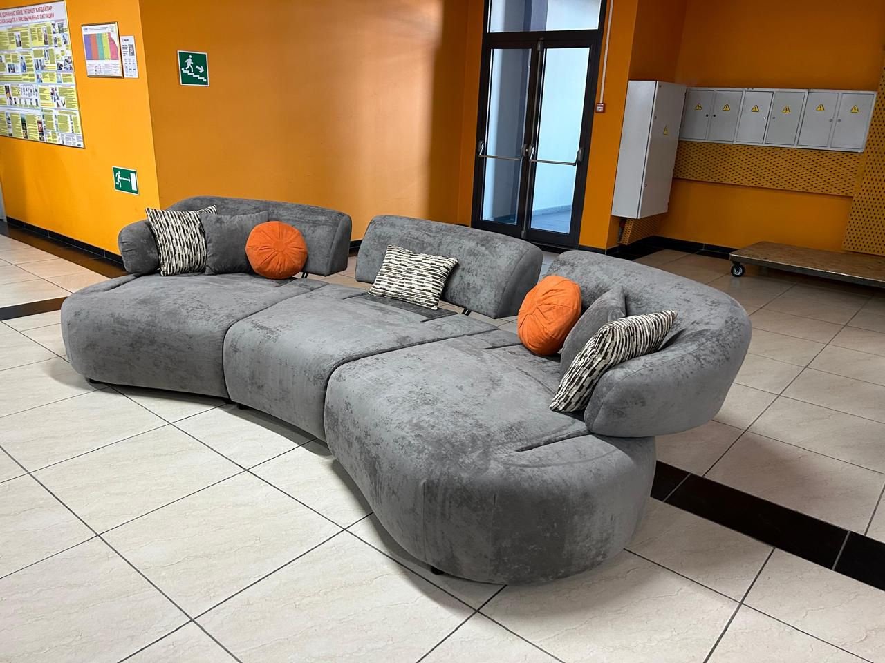 Диван модульный DOMA Диван LOFT-KAM-340, 340х85 см, обивка велюр, серый купить,NaN