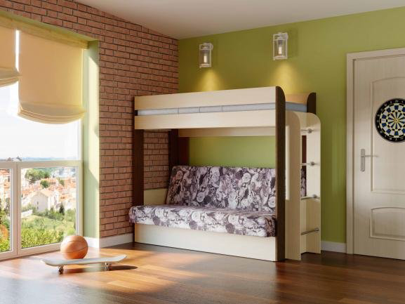 Двухъярусная кровать DOMA NEMO-NL 465151, бежевый, коричневый купить,NaN
