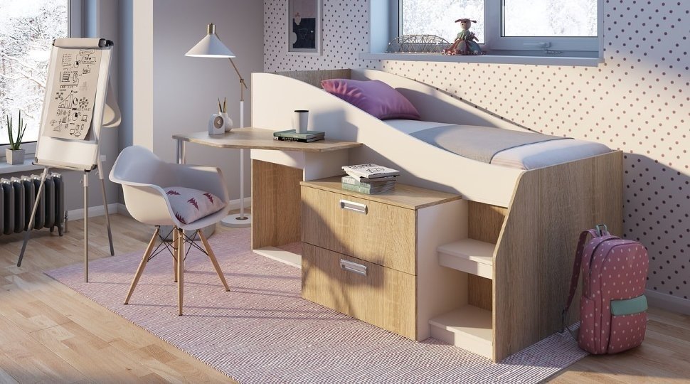 Кровать-чердак DOMA SCAUT NEW 523562356, белый, бежевый