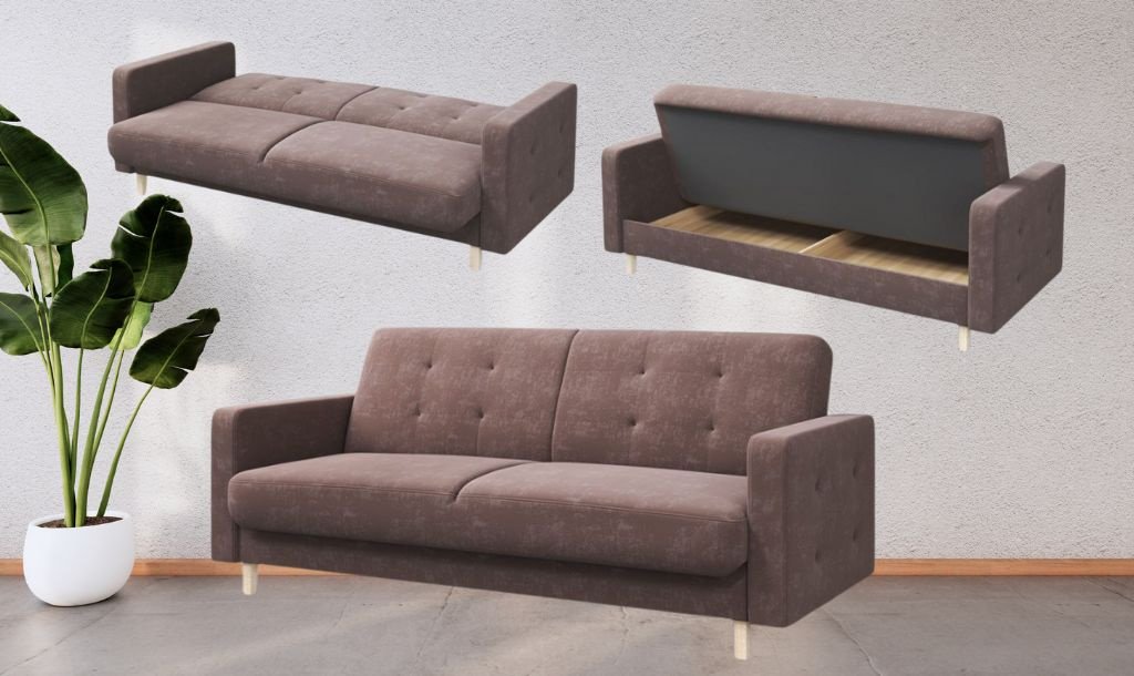 Диван DOMA Диван PAMI-04 кофе-2.25М, 225х96 см, обивка велюр, коричневый купить,NaN