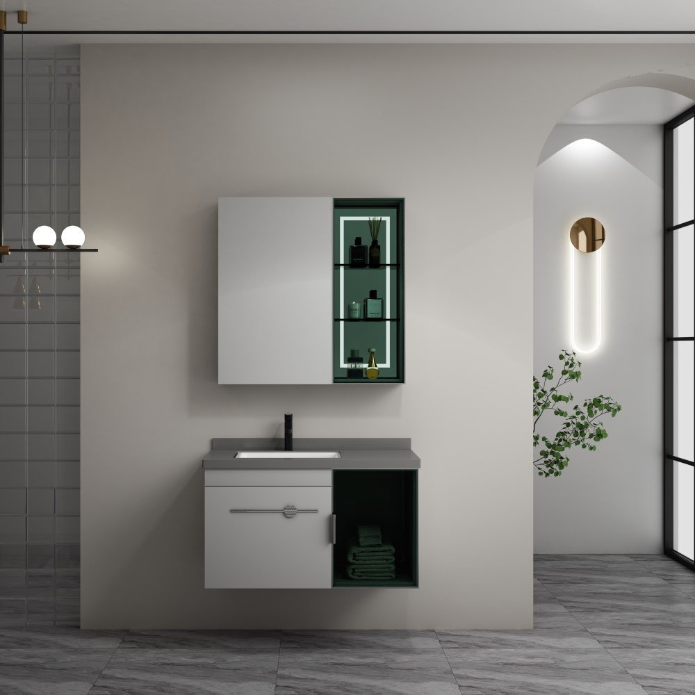 Комплект для ванной Home Collection Madagascar 100 (шкаф-навесной, тумба под раковину, зеркало, раковина) черный, серый купить,NaN