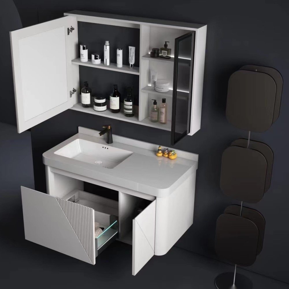 Комплект для ванной Home Collection Simu Sanitary (комод, зеркало, раковина) белый