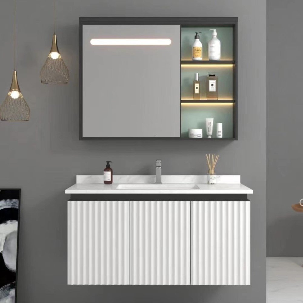 Комплект для ванной Home Collection Simu Sanitary (комод, зеркало, раковина) черный, белый