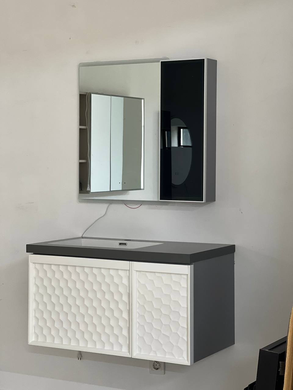 Комплект для ванной Home Collection Simu Sanitary (комод, зеркало, раковина) белый, серый купить,NaN
