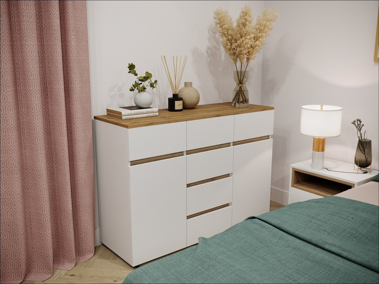 Комод DOMA Lotos, 120.10x42.20x86.6 см, белый, коричневый купить,NaN