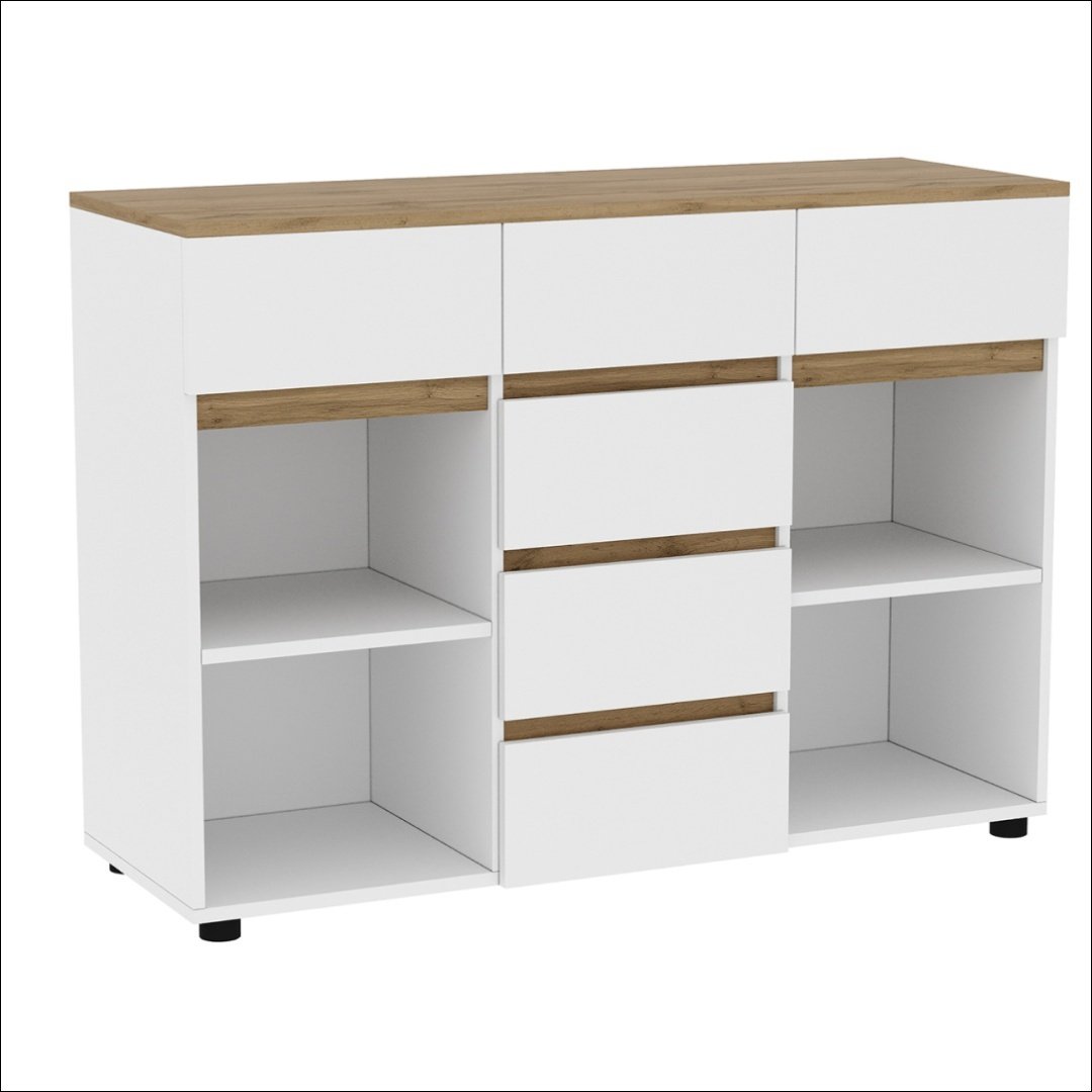 Комод DOMA Lotos, 120.10x42.20x86.6 см, белый, коричневый купить,NaN