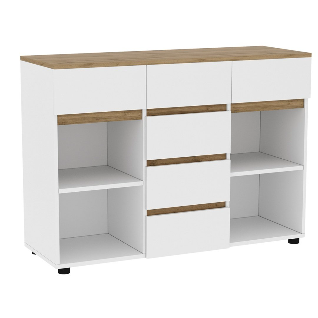 Комод DOMA Lotos, 120.10x42.20x86.6 см, белый, коричневый купить,NaN