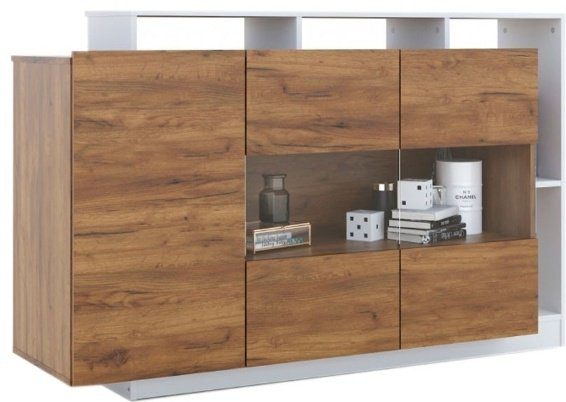 Комод DOMA NEVIO-S 515151, 155x45x96 см, белый, коричневый купить,NaN