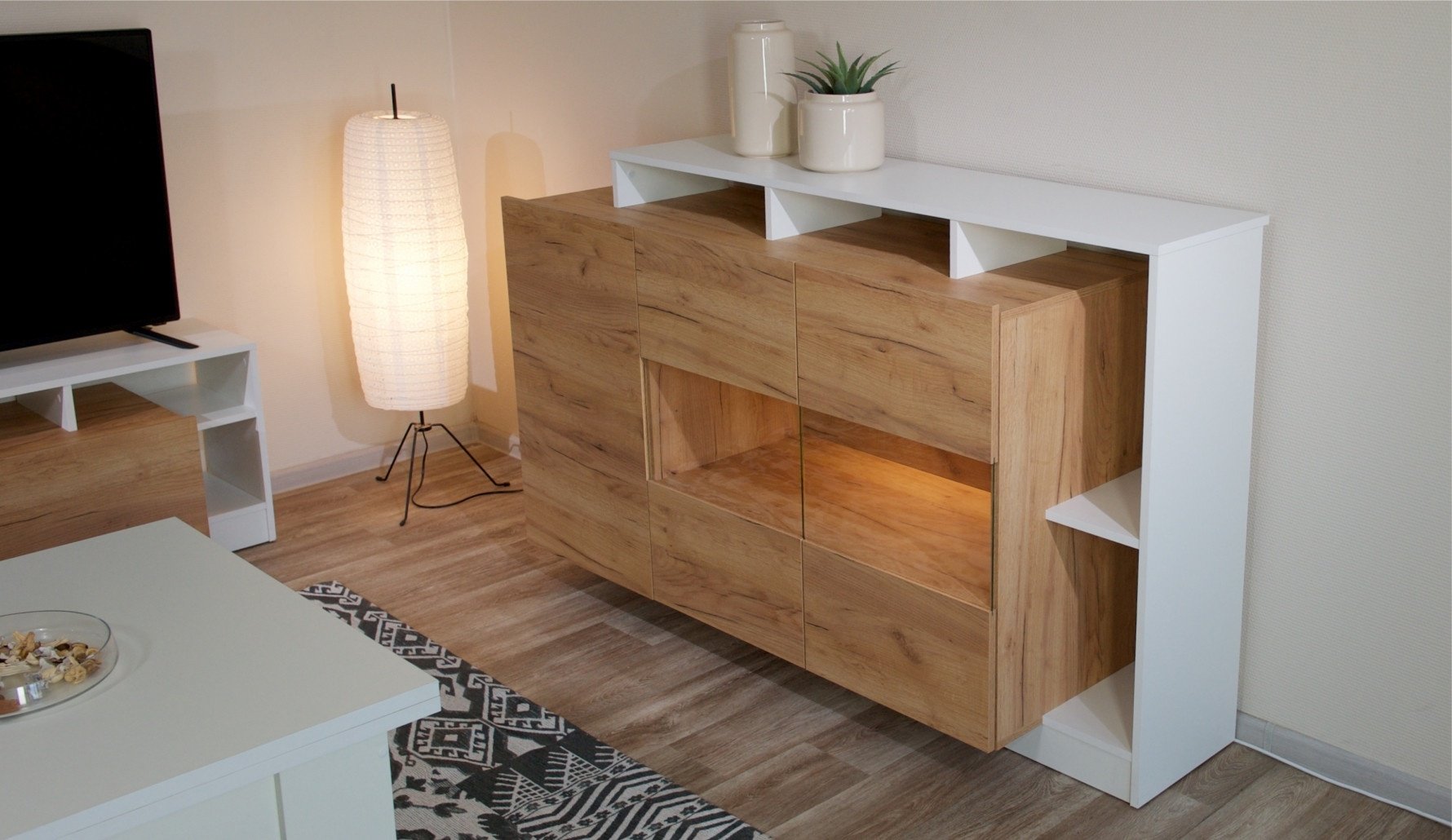 Комод DOMA NEVIO-S 515151, 155x45x96 см, белый, коричневый купить,NaN