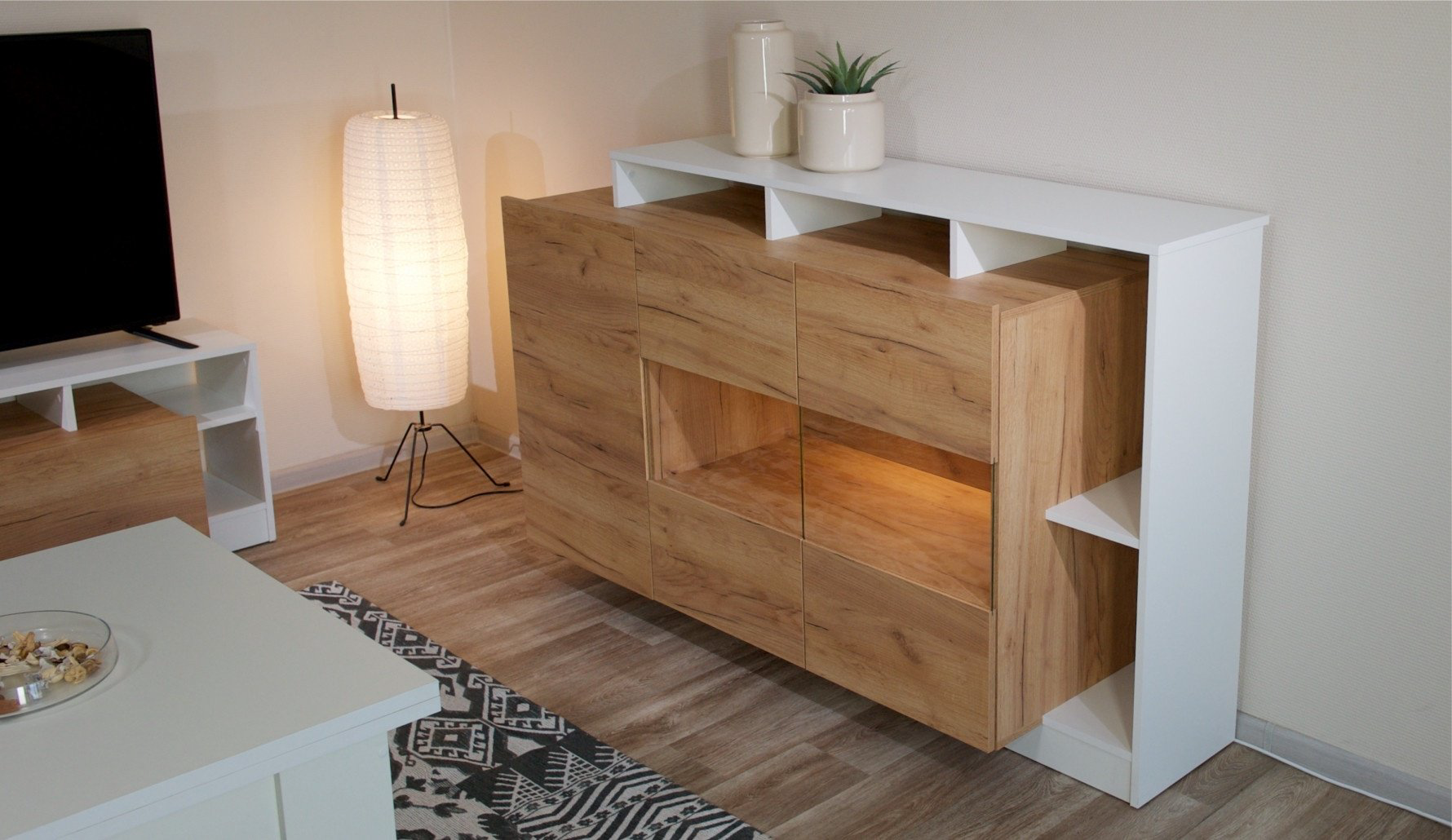 Комод DOMA NEVIO-S 515151, 155x45x96 см, белый, коричневый купить,NaN