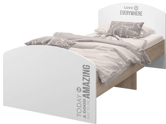 Кровать подростковая DOMA Кровать подростковая J-90*200&#43;МАТРАС, белый, светло-коричневый