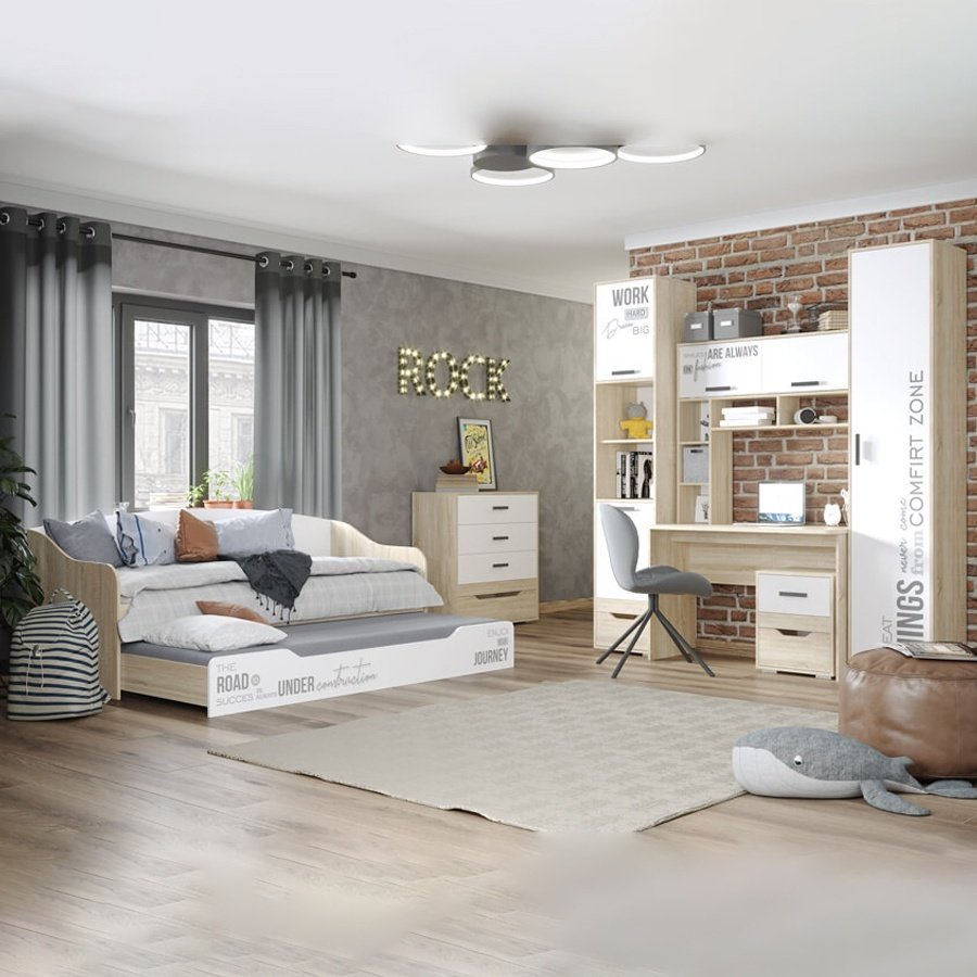 DOMA DJ детский стол-120 комплект, 120x60x186 см, белый, светло-коричневый