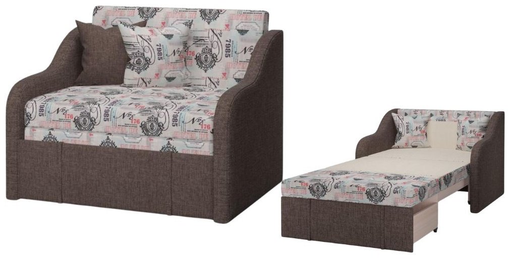 Мини-диван DOMA Детский диван T-Big Hotel/Bravo dark brown, 115х88 см, обивка рогожка, коричневый купить,NaN