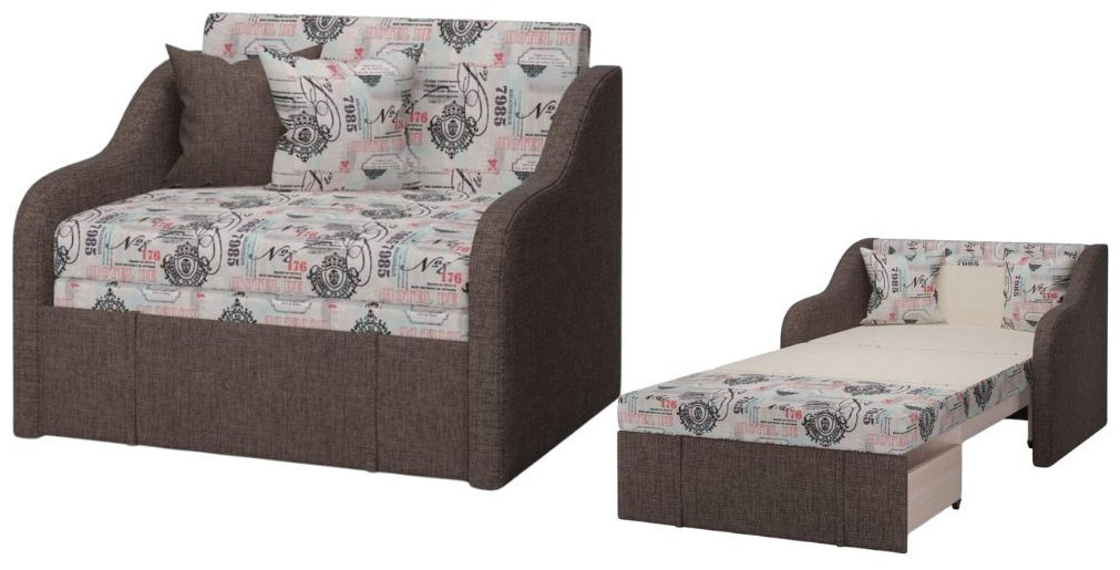 Мини-диван DOMA Детский диван T-Big Hotel/Bravo dark brown, 115х88 см, обивка рогожка, коричневый купить,NaN