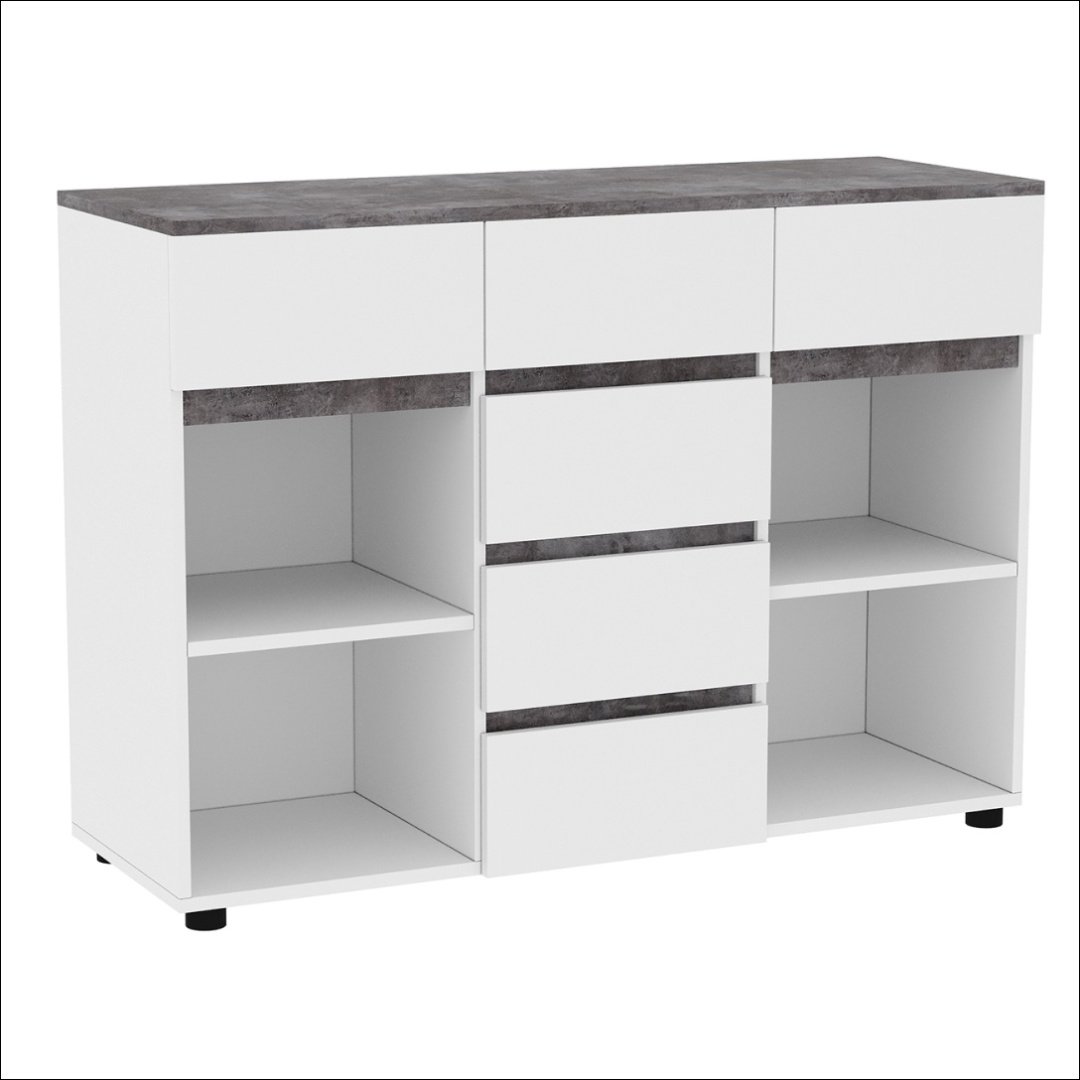 Комод DOMA Лотос, 120.10x42.20x86.6 см, белый, серый купить,NaN
