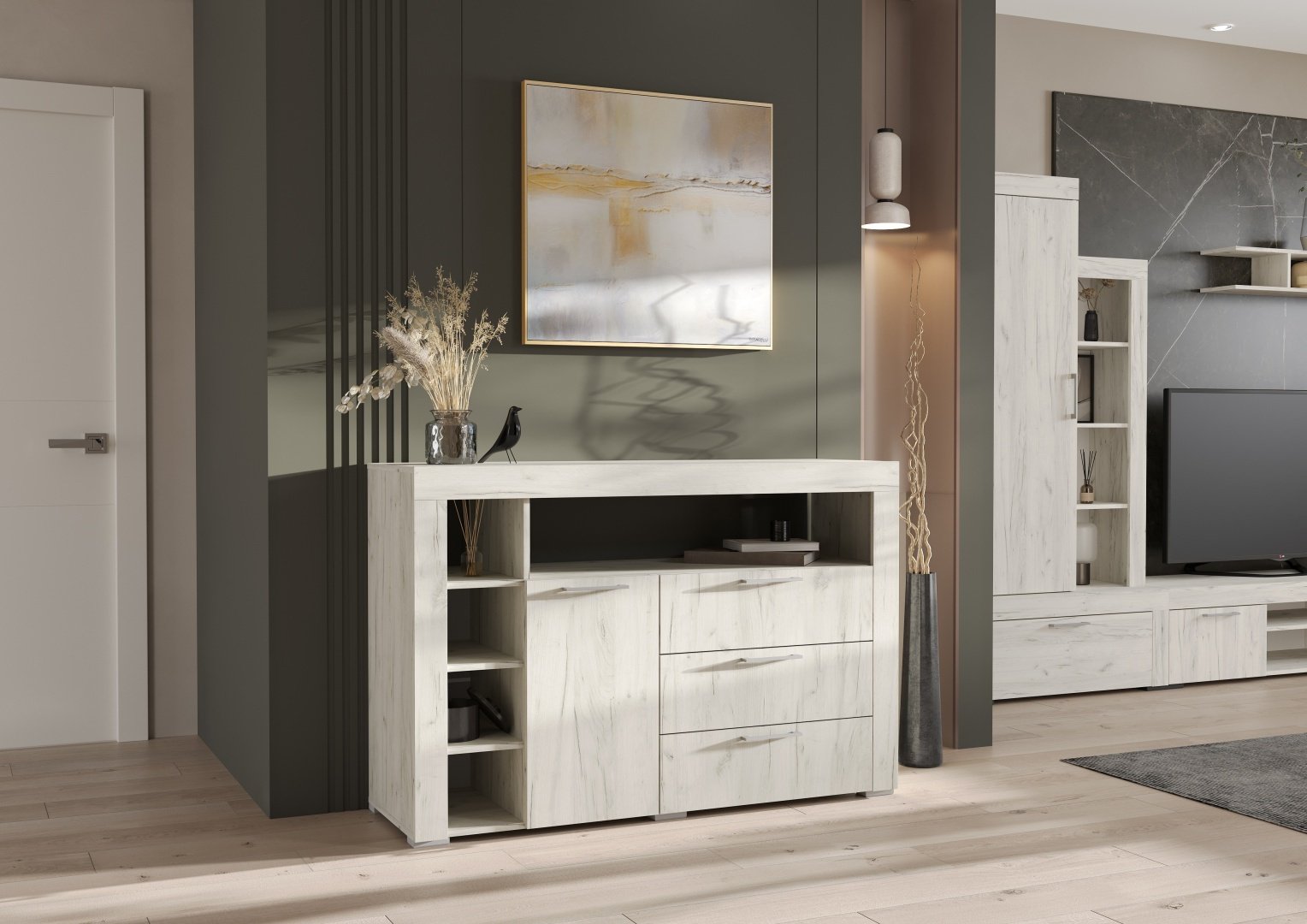 Комод DOMA GR-136, 136x45x92 см, светло серый купить,NaN