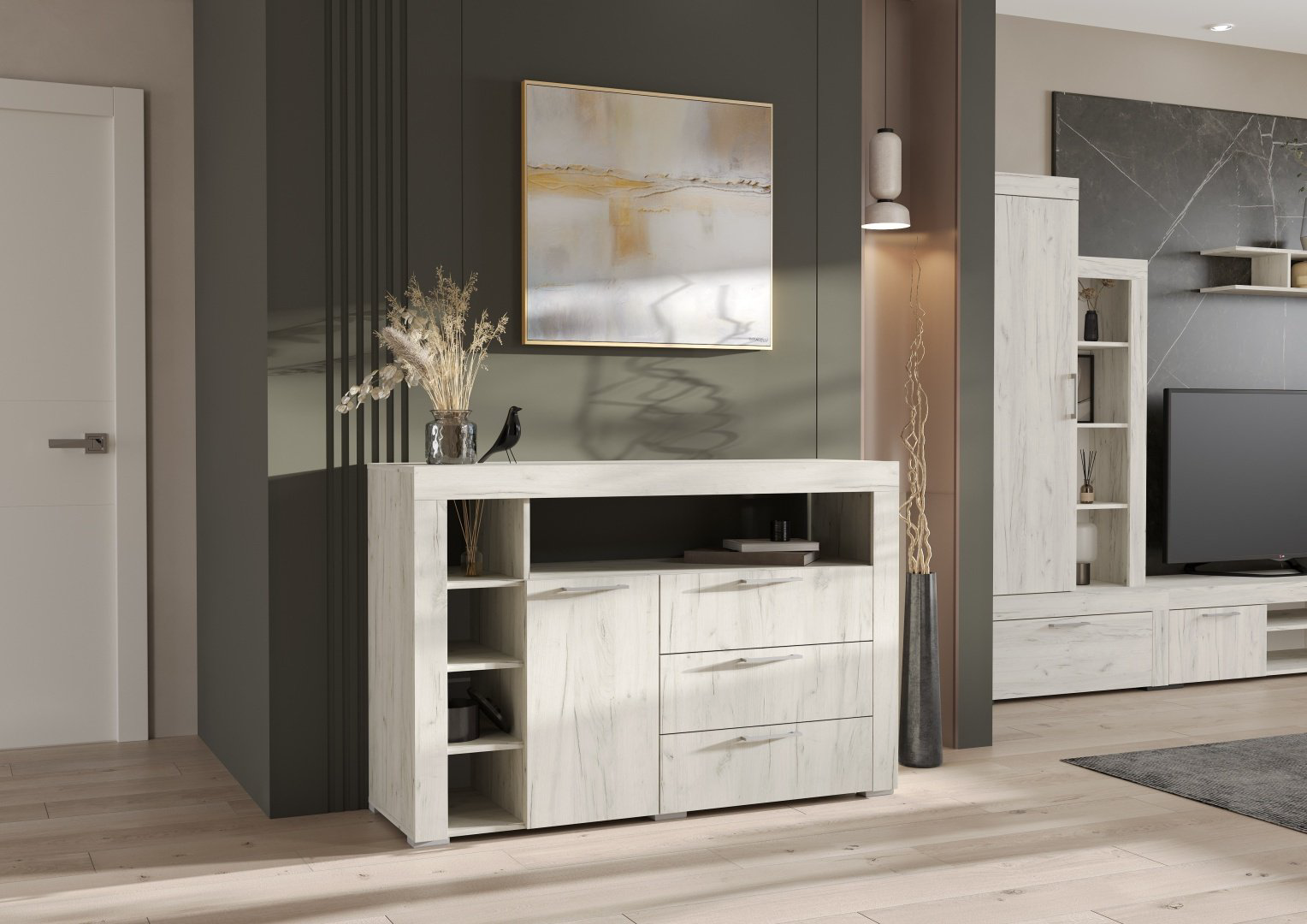 Комод DOMA GR-136, 136x45x92 см, светло серый купить,NaN