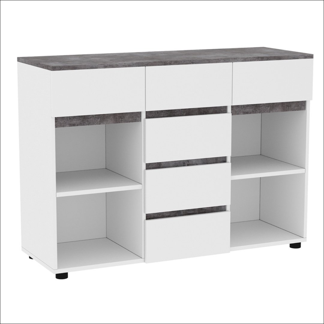 Комод DOMA Lotos, 120.10x42.20x86.6 см, белый, серый купить,NaN
