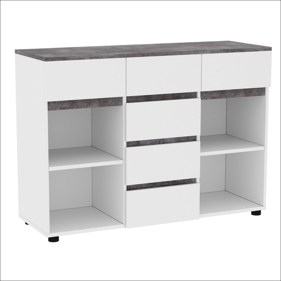 Комод DOMA Lotos, 120.10x42.20x86.6 см, белый, серый купить,NaN