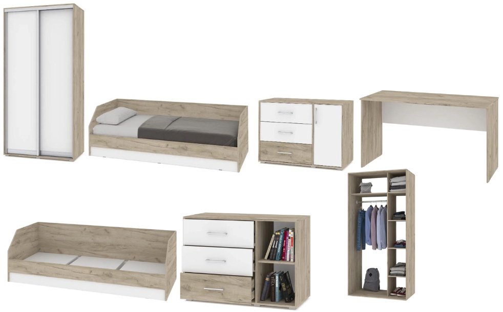 Комплект DOMA Комплект для детской OL-3 купе&#43;матрас белый, светло-коричневый