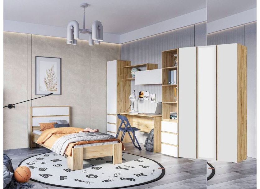 Комплект DOMA Комплект для детской/для двоих детей HEL-4&#43;МАТРАСЫ белый, светло-коричневый