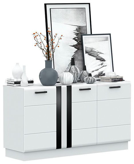 Комод DOMA MON-150, 150x44.20x81.4 см, черный, белый купить,NaN