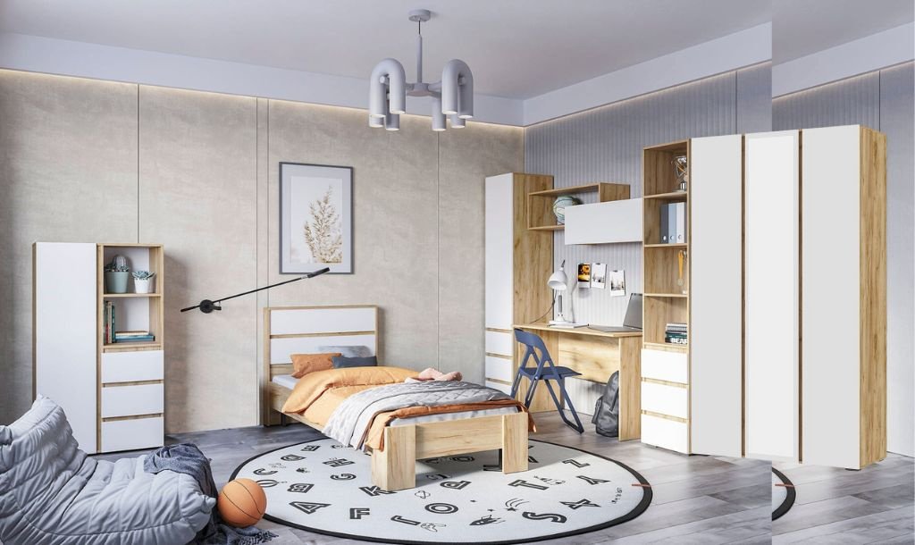 Комплект DOMA Комплект для детской HEL-2&#43;матрас белый, светло-коричневый