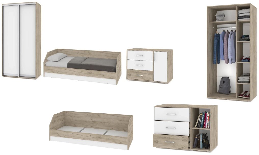 Комплект DOMA Комплект для детской OL-1 купе&#43;матрас белый, светло-коричневый