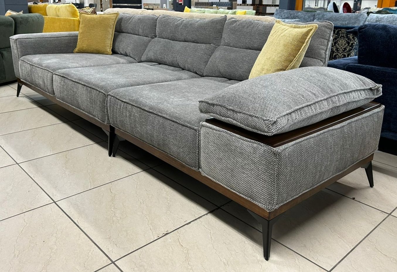 Диван DOMA LOFT PR-300, 300х90 см, обивка велюр, серый купить,NaN