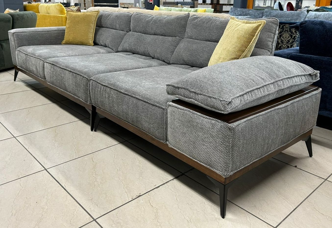 Диван DOMA LOFT PR-300, 300х90 см, обивка велюр, серый купить,NaN