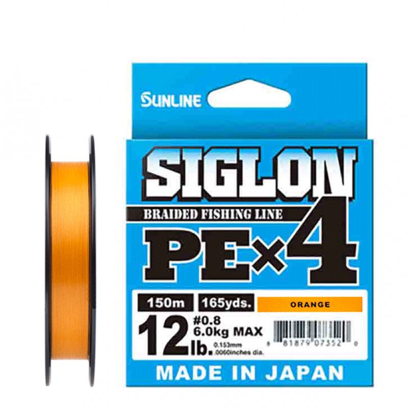 Рыболовная леска Sunline Siglon PEx4 0,121 мм 150 м оранжевая