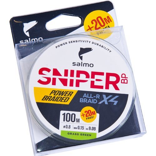 Рыболовная леска Salmo Sniper BP ALL R Braid х4 0,150 мм 120 м зеленая купить,NaN